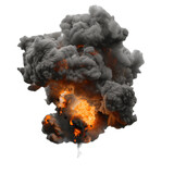 Fototapeta  - large fireball with smoke, png, isolated
