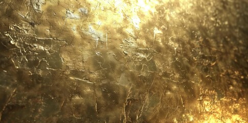 Poster - Liquid Gold: An enchanting scene featuring a glistening gold surface embellished with delicate water droplets, a captivating fusion of luxury and nature's touch