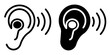 ofvs565 OutlineFilledVectorSign ofvs - ear hearing aid vector icon . isolated transparent . black outline filled version . AI 10 / EPS 10 . g11908
