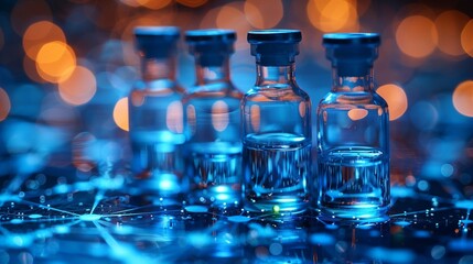 Aufkleber - Close-Up of Glass Vials on a Reflective Surface With Ambient Lighting