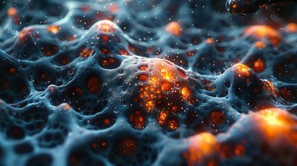 Fototapete - Close-Up of Vibrant Red and Blue Bacterial Surface in a Laboratory Setting