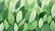 Background of green leaves arranged in a slanted li