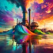 the most calming image anyone could ever imagine being flooded by a giant wave of colourful oozing goo that represents my imagination Ai Generated