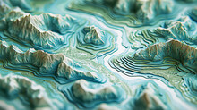 Maquetes De Mapas Em Terreno Montanhoso, Em Estilo Relevo 3D, Apresentando Um Conceito De Mapas Geológicos
