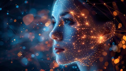 Leinwandbilder - Digital Representation of a Woman With Network Connections
