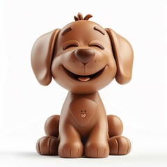 3D rendered clay cute dog, joyful and playful, isolated on solid white background, simplistic and sweet design