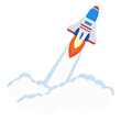 © kumao - 企業のビジネスのスタートアップのイメージとロケットの高速打ち上げしているイラスト