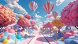 Colorful balloons floating across a bright summer sky celebrate a happy occasion