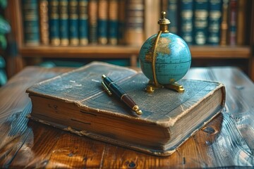 Poster - a globe on top of a book