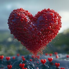 Canvas Print - a heart shaped object with small red balls floating in the air