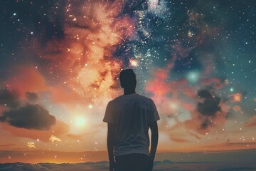 Poster - a man looking at the stars