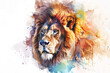 Portrait of a lion in aquarelle style - Lion portrait in watercolor style