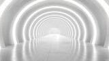 Fototapeta Przestrzenne - Abstract white light tunnel architecture background
