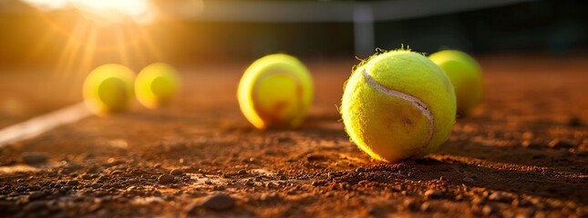 tennis balls on a tennis court