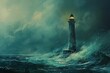 A lighthouse standing firm against stormy seas, guiding ships to safety, a beacon of successful navigation