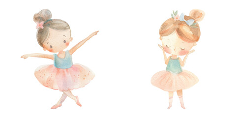 Wall Mural - cute kid ballerina watercolor vector illustration 