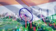 Mumbai business skyline with stock exchange trading chart double exposure with India flag, asia trading stock market digital concept	
