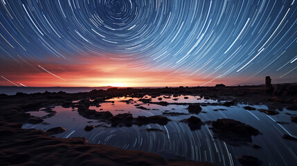 A mesmerizing astrophotography image of reflection on lake celestial twilight. .