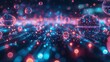 A dynamic background of flowing digital lines and glowing particles, creating a sense of motion and futuristic feel for digital art projects.