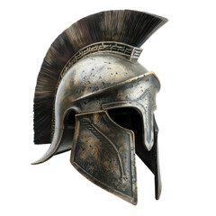 Hoplite helmet of Greek Art objsect iolate on transparent png.
