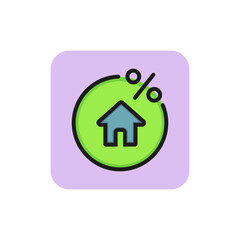 Sticker - Icon of rate for mortgage. Percent, house, real estate. Loan concept. Can be used for topics like banking, property insurance, credit