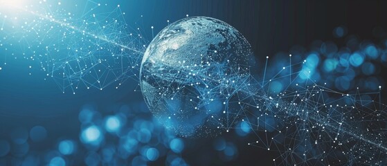 Aufkleber - The digital technology background features a blue globe