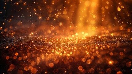 Canvas Print - Starburst with sparkles in transparent golden glow; golden glow light effect.