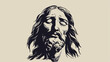 Vector illustration of a Christ s face ink drawing