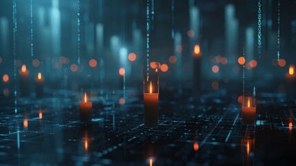 Fototapete - Stock market graphics with futuristic 3D candlesticks