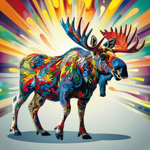 Abstract Colorful Moose Drawing Art Free Stock Photo - Public Domain ...