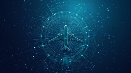 Leinwandbilder - Graphic of digital radar interface on airplane, concept of aviation technology.