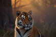 solitary tiger with amber stripes