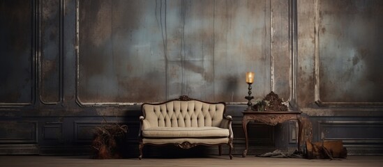 Canvas Print - A couch and a candle adorn the rooms hardwood floor