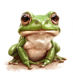 Wall Mural - Cute Funny Cartoon Frog, Illustration for Children Book, Generative AI