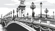 Vector illustration of Alexander bridge in Paris in