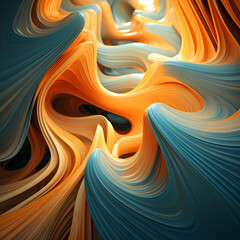 Wall Mural - Abstract digital art with flowing lines. 