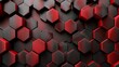 Abstract red hexagon background. 3d rendering toned image double exposure, Abstract background with hexagons, AI Generated