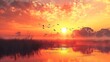 A vibrant sunrise in the beautiful natural surrounding which is home to numerous birds mammals and reptile