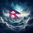 Nepali national flag and mountain Patriotic Background
