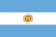 Flag of Argentina. Argentine blue and white flag with the image of the sun. State symbol of the Argentine Republic. Isolated vector illustration.