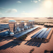 Solar-powered desalination plant in a desert. 