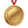 gold medal with ribbon isolated on transparent background