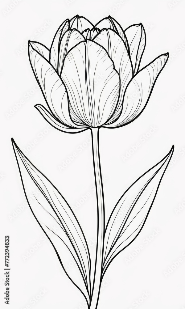 Tulip flower isolated coloring page line art for kids Stock ...