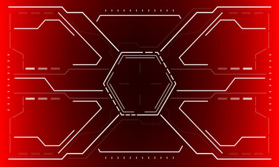 Wall Mural - HUD sci-fi interface screen view white hexagon geometric design virtual reality futuristic technology creative display on red vector