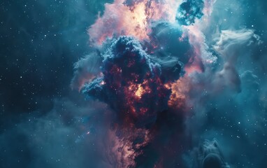 Wall Mural - this image captures the awe-inspiring beauty of a vast nebula, with vibrant colors and a myriad of s