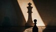 © Marko - pawn casting the king's shadow on the wall. The concept of striving for a goal, career growth, power, strength, leadership