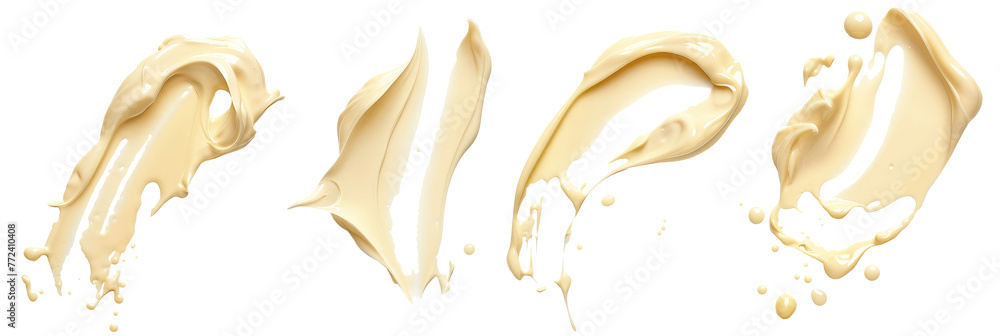 Cosmetic beige 3d cream smears set isolated on transparent background ...
