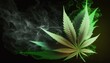 Leaf green cannabis realistic and smoke white cigarete Generate AI