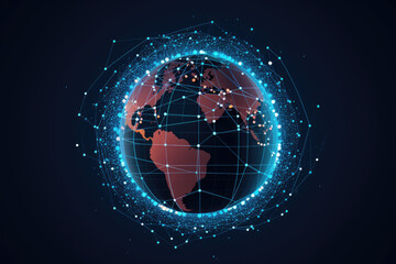 Wall Mural - A globe with a network of lines surrounding it. The globe is blue and red