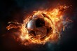 Dynamic Soccer football flame. Goal equipment. Generate Ai